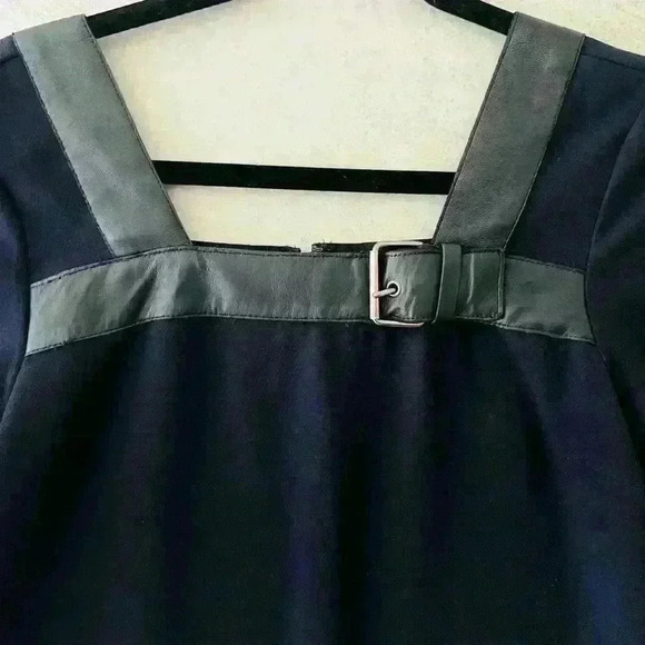 THE KOOPIES 38 BLACK FAUX LEATHER‎ BUCKLE TRIM MOB WIFE GRUNGE FLIRTY DRESS. - Picture 2 of 9